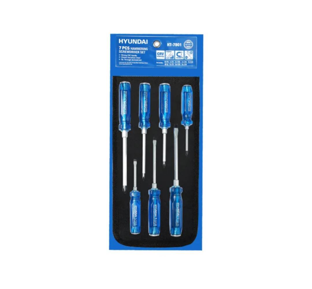 ست پیچ گوشتی ضربه‌خور 7 عددی هیوندای HT-7801